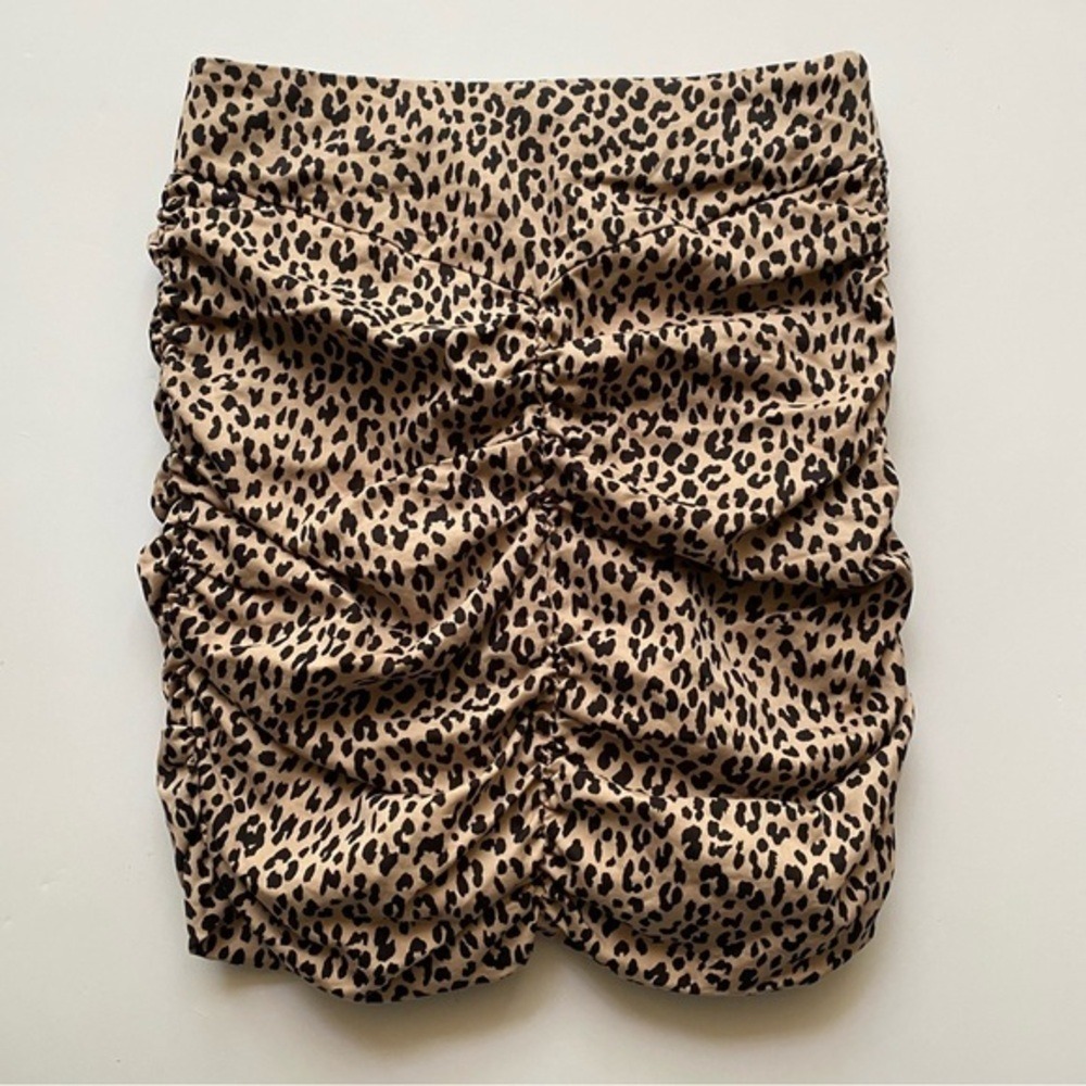 Zara Leopard Print Ruched Mini Skirt XS Festival Indie Sleaze Party